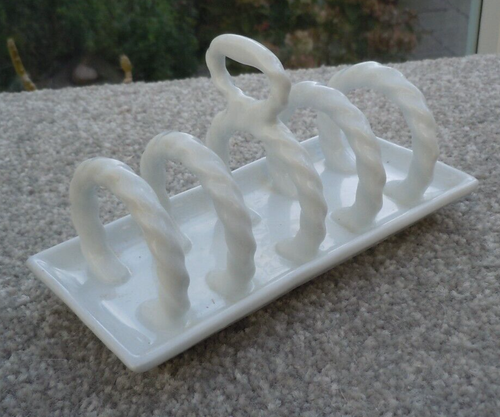 TOAST RACK Vintage White Porcelain 5 Twisted Hoops - 第 6/7 張圖片
