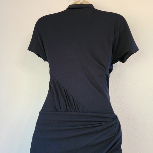 CARVEN Draped Jersey Faux Wrap Midi Dress Short Sleeve Black Women38/S-M Lux - Picture 12 of 18