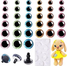 180 Pcs 3D Glitter Safety Eyes for Amigurumi with Washers 12-30mm Trapezoid S...