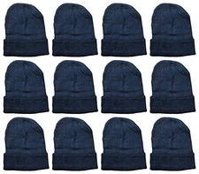 12 PK of Yacht & Smith Unisex Winter Warm Beanie Hats In Solid Black