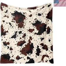 Luxurious Cow Print Fleece Throw Blanket - 60x50, Perfect for Home  Travel