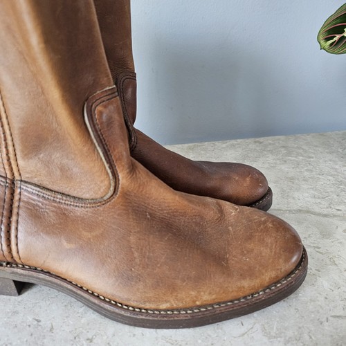 Vintage Red Wing Boots Men's Size 9 E Camel Tan Brown Pull On Cork Sole - Picture 4 of 24