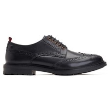 Base London Jagger Mens Brogue Leather Shoes Casual Formal Fashion Shoes Black