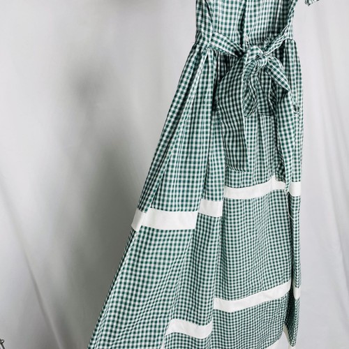 Vintage Jill Lynn Girls Green Gingham Ruffle Prairie Dress 6 - Picture 4 of 11
