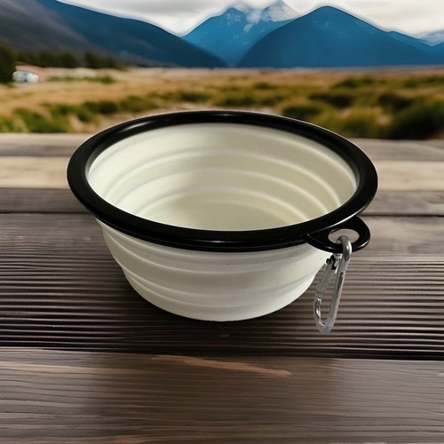 Spyder Portable Travel Collapsible Dog Bowl for Food or Water (12 Oz) White