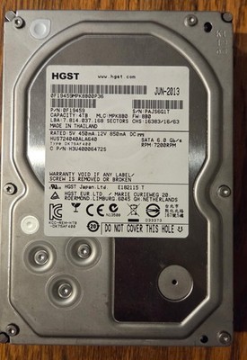HGST Ultrastar 7K4000 4TB 3.5'' SATA 6Gb/s 7200RPM HDD 100% Health