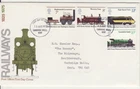 GB Stamps First Day Cover Public Railways, steam, Stephenson, train CDS 1975