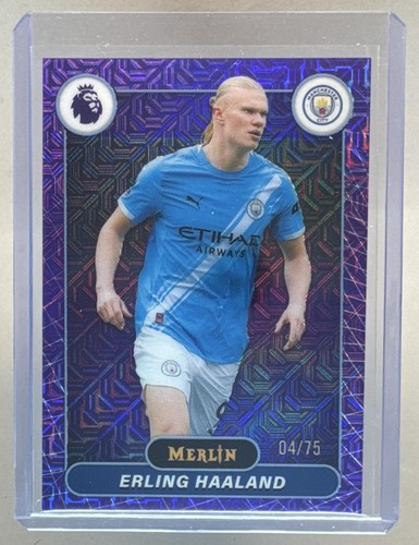 Erling Haaland 2026 Topps Merlin Premier League #123 Purple Mojo Refractor /75
