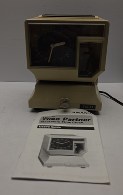 Amano TCX-11 Time Card Machine Punch Clock with Key Tested Working