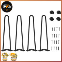 Tischbeine 40Cm Metall Haarnadel 4Er Set MöBelfüßE Mit Bodenschoner Schrauben