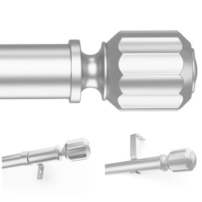 Silver Curtain Rods for Windows 28 to 48: 1 Inch Heavy Duty Drapery Rods with...