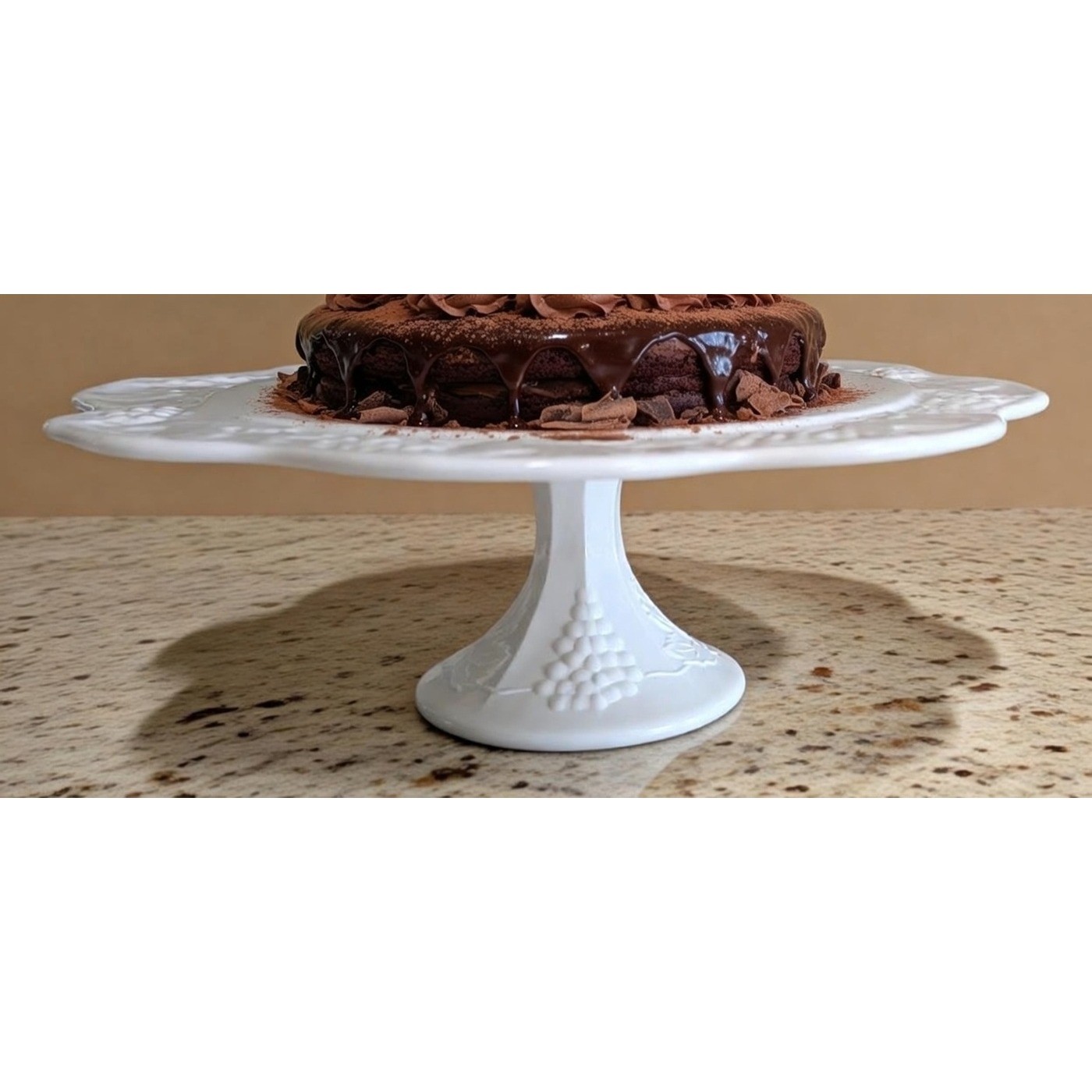Vintage Colony Milk Glass Golden Harvest Pedestal Cake Stand/Cake Plate 13"