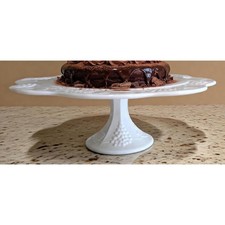 Vintage Colony Milk Glass Golden Harvest Pedestal Cake Stand/Cake Plate 13"