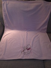 Disney Baby Blanket Winnie The Pooh Pinglet Embroidered Pink Fleece 30" X 40"