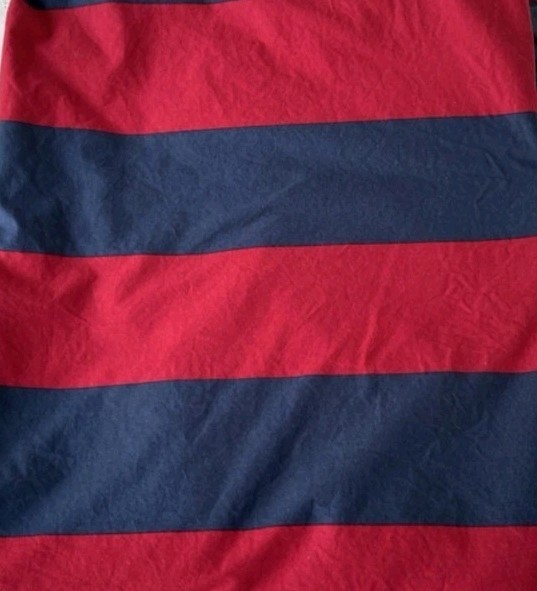 Pottery Barn Teen Blue & Red Rugby Stripe Full Queen Duvet VGziC Reversible