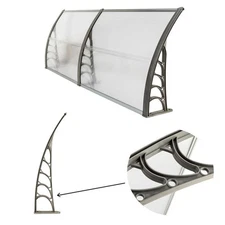 DIY 40"x 80" Gray Windows Awning Polycarbonate Patio Doors Shade Cover Canopy