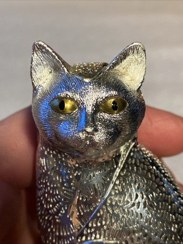 2 VTG CHRISTOFLE FRANCE LUMIERE Collection Cat & kitten Silver-Plate Figurines - Picture 6 of 12