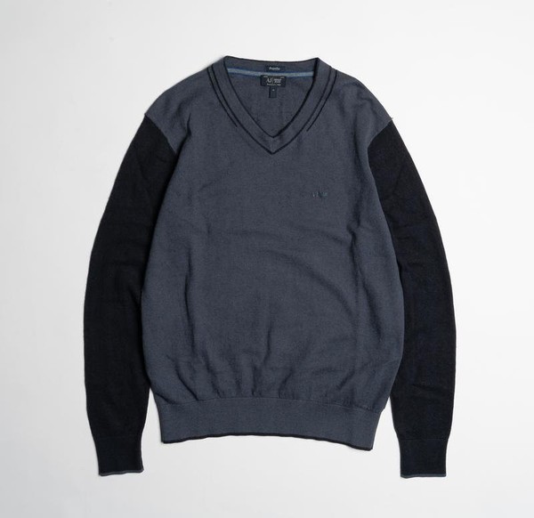 Men Armani Jeans Sweater Navy Cotton 38 / M / 46