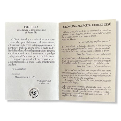 Padre Pio Holy Card - St. Pio vintage Prayer Card - 第 2/3 張圖片