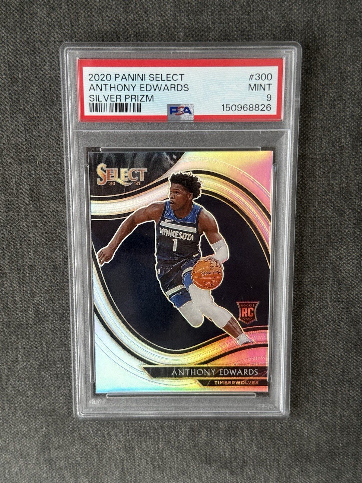 2020 Anthony Edwards RC SELECT SILVER PRIZM #300 Courtside PSA 9 POP 49 RARE!