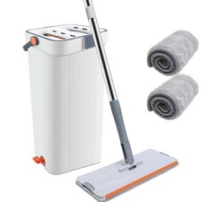 Mop and Bucket Set with Wringer,360  Flat Floor Mop,2 Microfiber Pads, Wet  Dry
