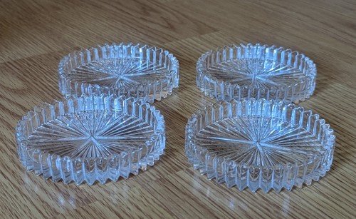 Heisey Ridgeleigh Manganese Pressed Glass Clear Drink Coasters Set of 4 *READ - Picture 7 of 12