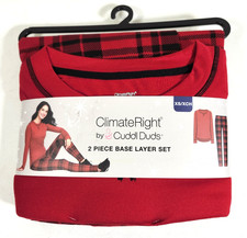 2-Piece ClimateRight by Cuddl Duds Women s XS Base Layer Top Legging Red Black