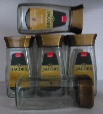 Jacobs Gold - 8 Leere Kaffee Glas mit Schraubverschluss Deckel als Vorratsdose