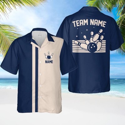Custom Bowling Hawaiian Shirt with Name, Personalized Team Shirt, Gift for Him