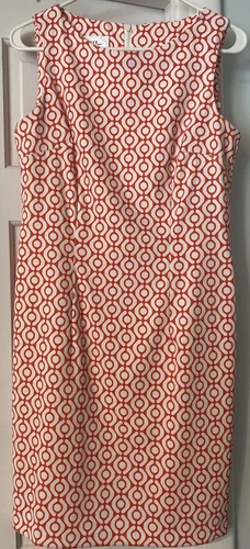 ALYX Limited abito tubino donna 8 arancione bianco geometrico senza maniche zip femminile