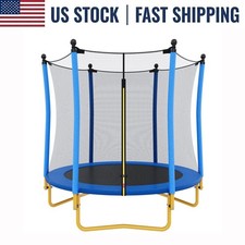 5.5 FT Kids Trampoline with Safety Enclosure Net Foam Padded Poles Toddlers Toy