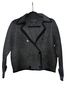 Herman Geist Woman s Elegant Gray Women's Pea Coat 100% Wool