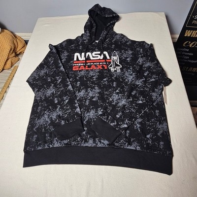 NASA Hybrid Apparel Mens XXL Galaxy Space Shuttle Acid Wash Black Hoodie NWT