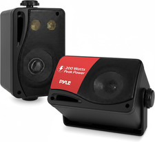 3-Way Indoor  Outdoor Box Speaker System - 3.5" 200 Watt Compact Wall Mount Spe