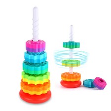 Spinning Stacking Toys - Rainbow Tower, Kids Stackable Spinning Toy, Educational