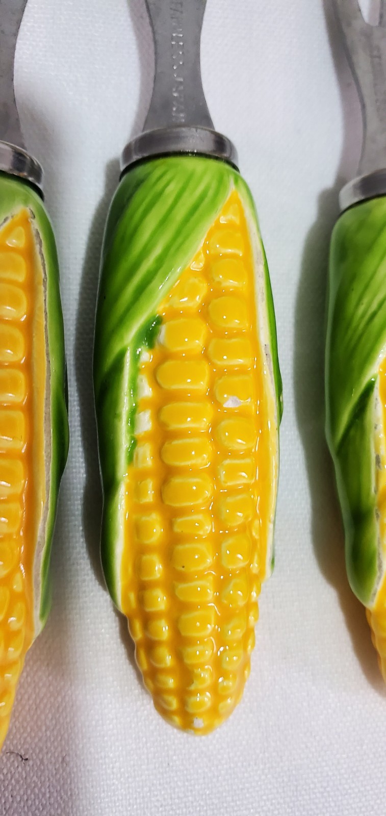 Vintage 50's 60's Corn On The Cob Holders Set of 8 Ceramic 4 Inch Made In Japan 