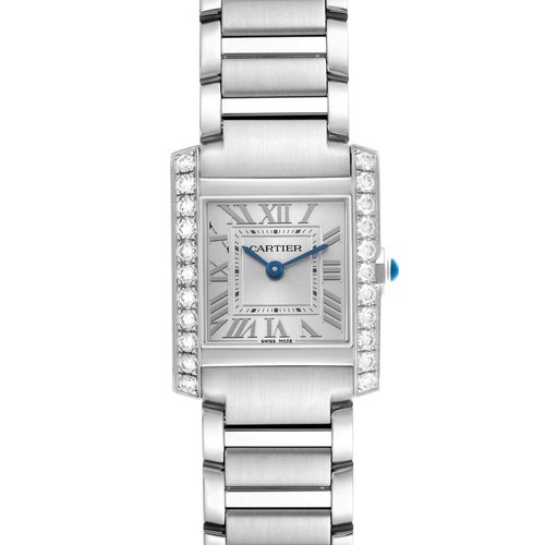 Cartier Tank Francaise Small Steel Diamond Ladies Watch W4TA0020 Card