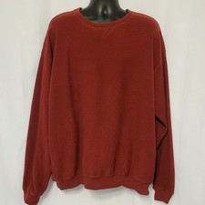 Vtg 90s Lands End Crew Neck Textured Sweatshirt Brick Red Men's XL USA Made