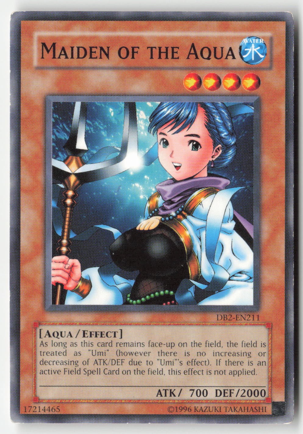 Maiden of the Aqua DB2-EN211 YuGiOh Dark Beginning 2 trading card — raw and PSA graded price guide