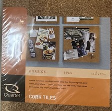 Cork Tiles, Bulletin Board Cork Panels 12" X 12" X 3/16", Natural, 8 Pack