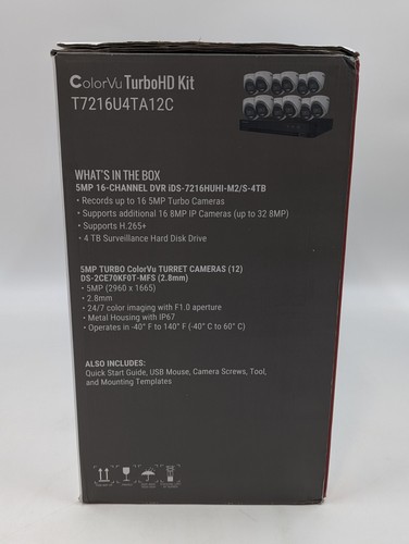 Hikvision ColorVu TurboHD Kit 16-Channel DVR 4TB & 12 x 5MP Turret Cameras - Picture 5 of 7