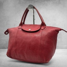 LONGCHAMP Le Pliage leather handbag red M from Japan