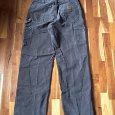 Carhartt Brown Cotton Loose Fit Workwear Pants Straight Leg Pockets Men