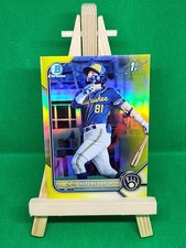 2022 Bowman Chrome Prospects Jheremy Vargas Yellow Refractor #'d 64/75 Brewers