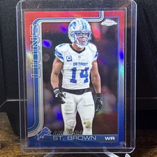 2025 Topps Chrome Red White & Blue Amon-Ra St. Brown