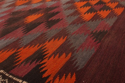 Vintage Hand Woven Carpet 4'9" x 12'0" Traditional Wool Kilim Rug - Picture 7 of 9