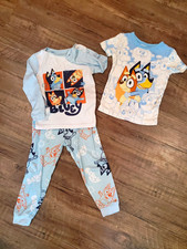 Bluey Blue/White 4T 2-Piece Knit Pajama Set Long Sleeve Elastic Waist