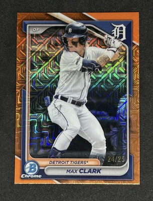 #ad #ad 2024 Bowman Chrome Prospects MAX CLARK Orange Mojo Refractor 25 BCP 195 Tigers $99.99