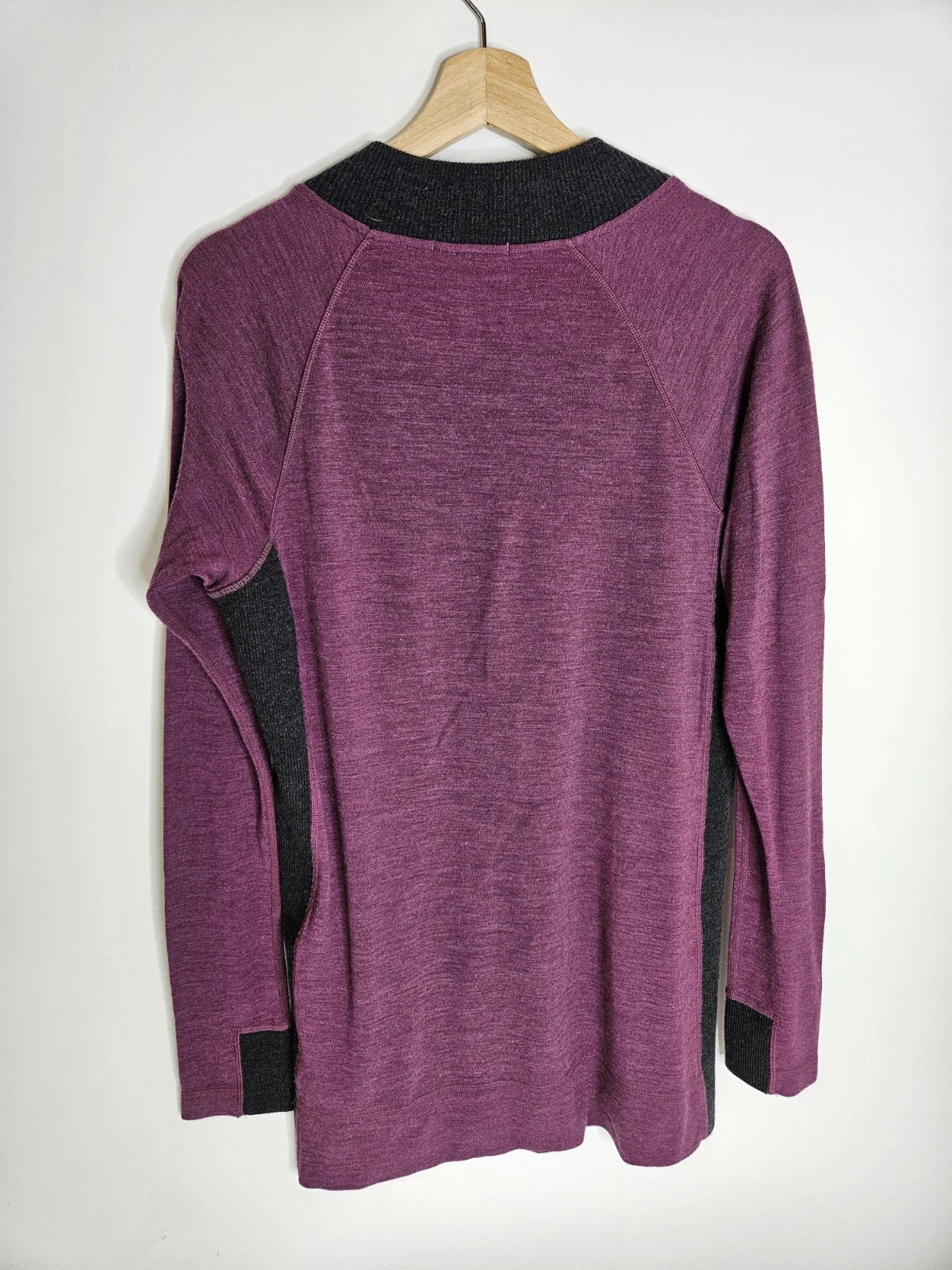 smartwool v-neck ribbed colorblock merino wool tunic sweater