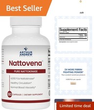 Nattovena Pure Nattokinase, 4,000 FUs per Capsule - 180 Count for Heart Wellness